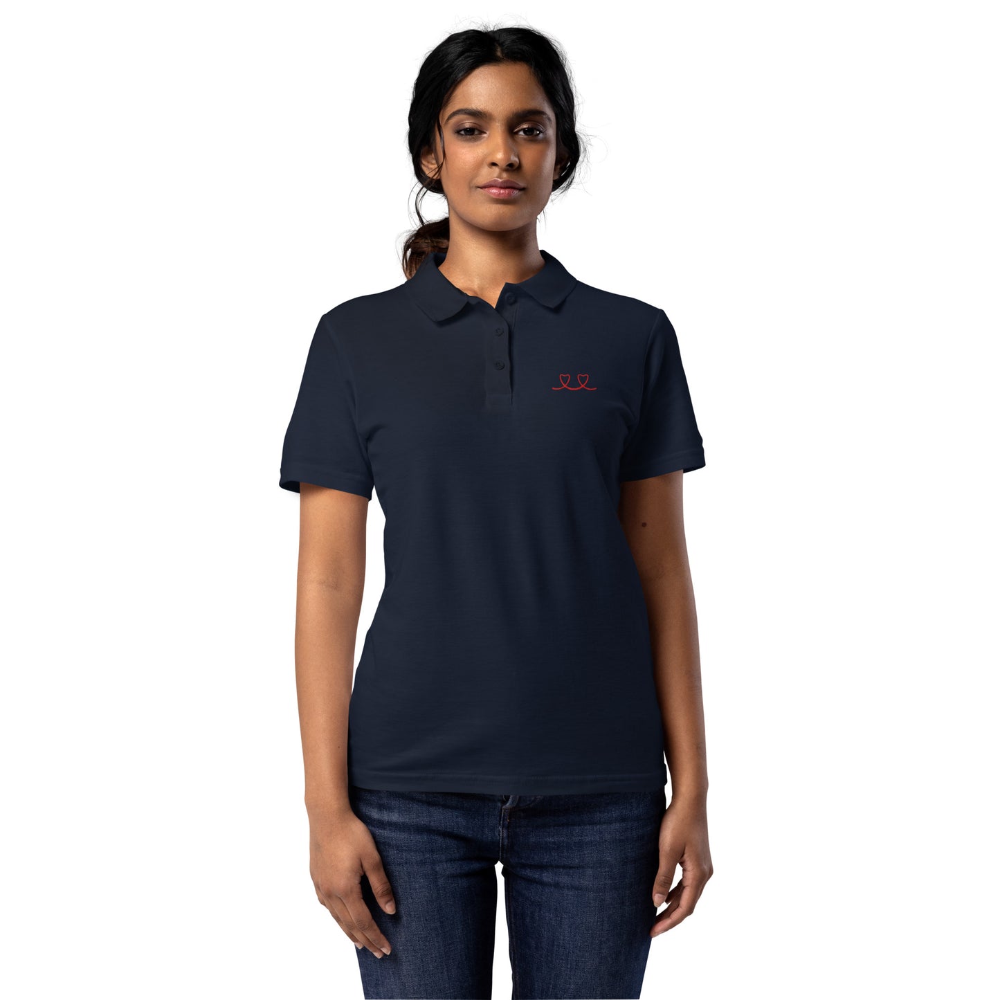 Women’s Pique Polo Shirt Smiley Embroidery
