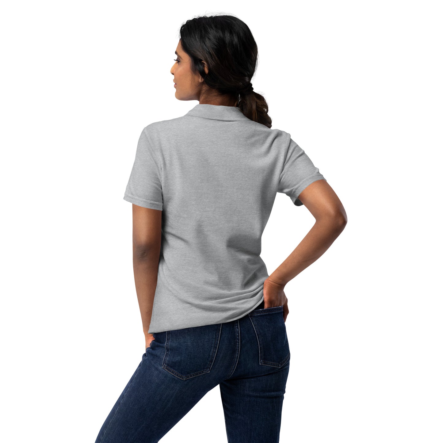 Women’s Pique Polo Shirt Smiley Embroidery