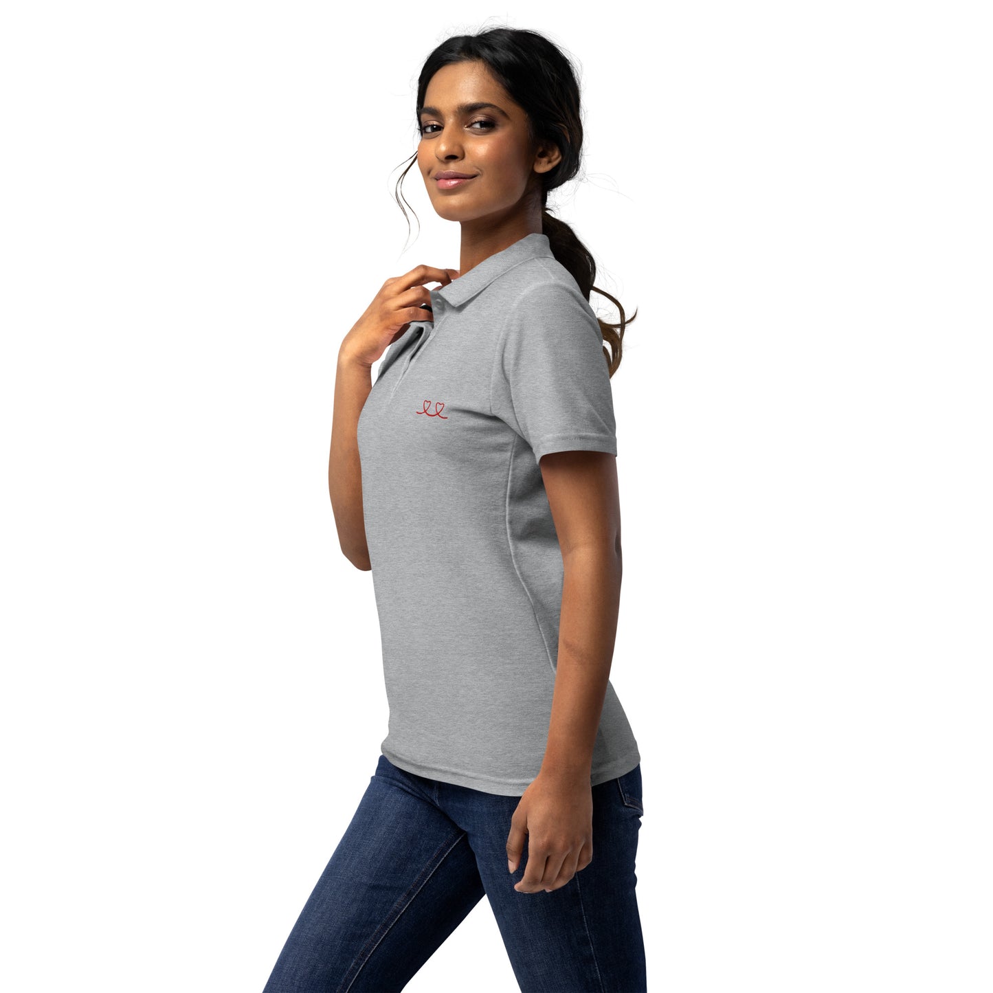 Women’s Pique Polo Shirt Smiley Embroidery