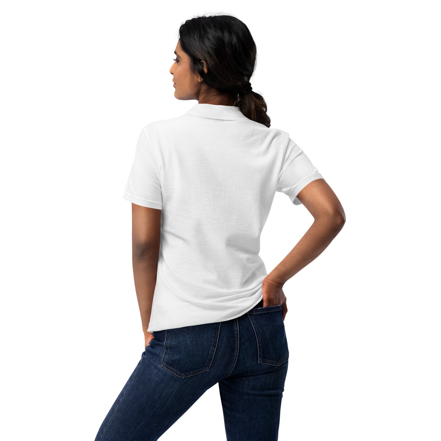 Women’s Pique Polo Shirt Smiley Embroidery